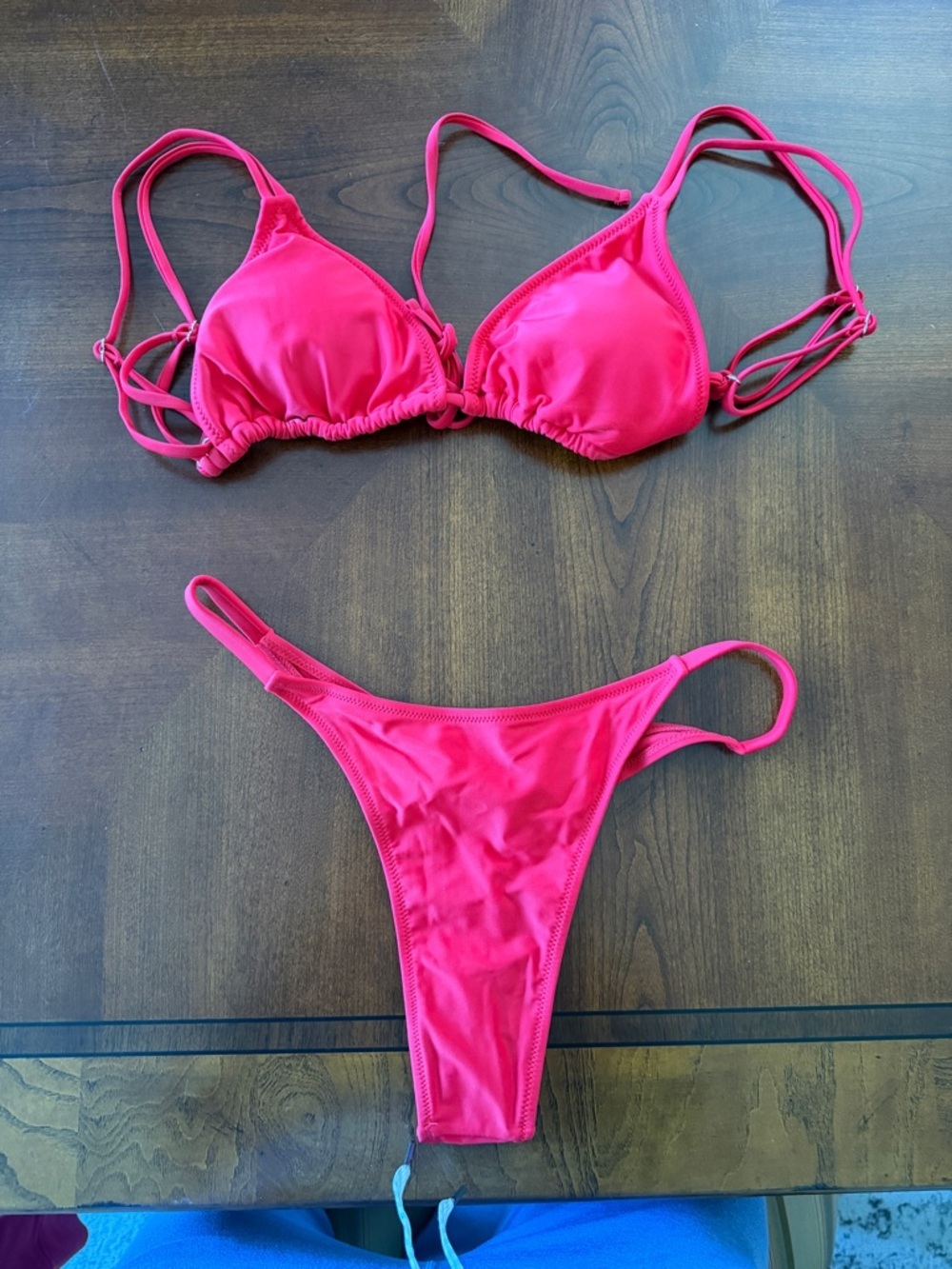 Red Triangle String Bikini Set NWOT Large - Picture 9 of 10